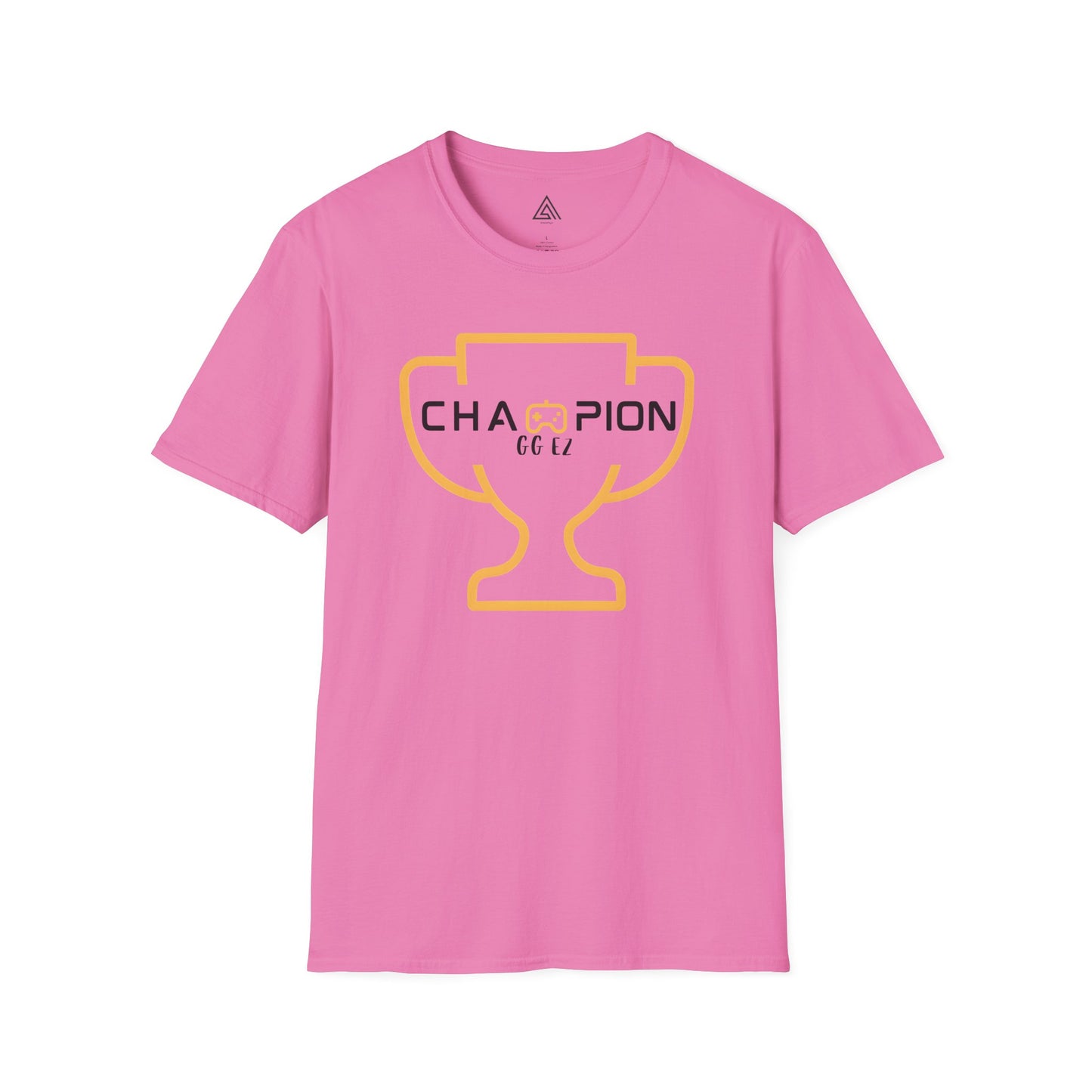 Gaming Champion T-Shirt with golden trophy design and GG EZ text