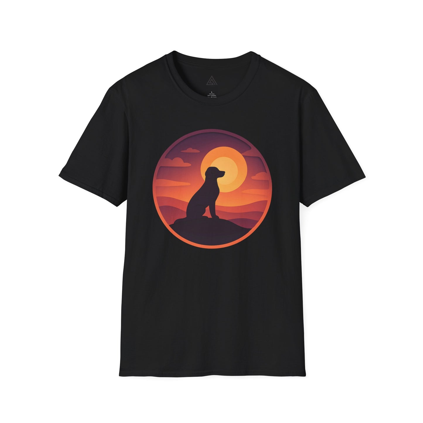 Retro Sunset Dog Silhouette