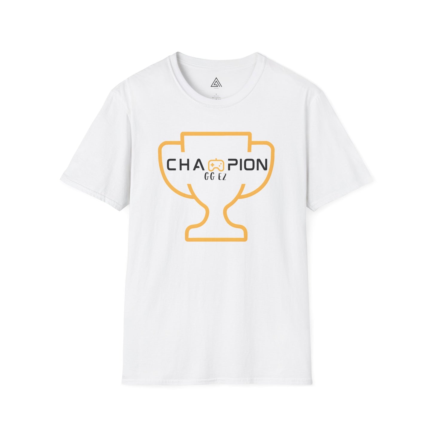 Gaming Champion T-Shirt with golden trophy design and GG EZ text