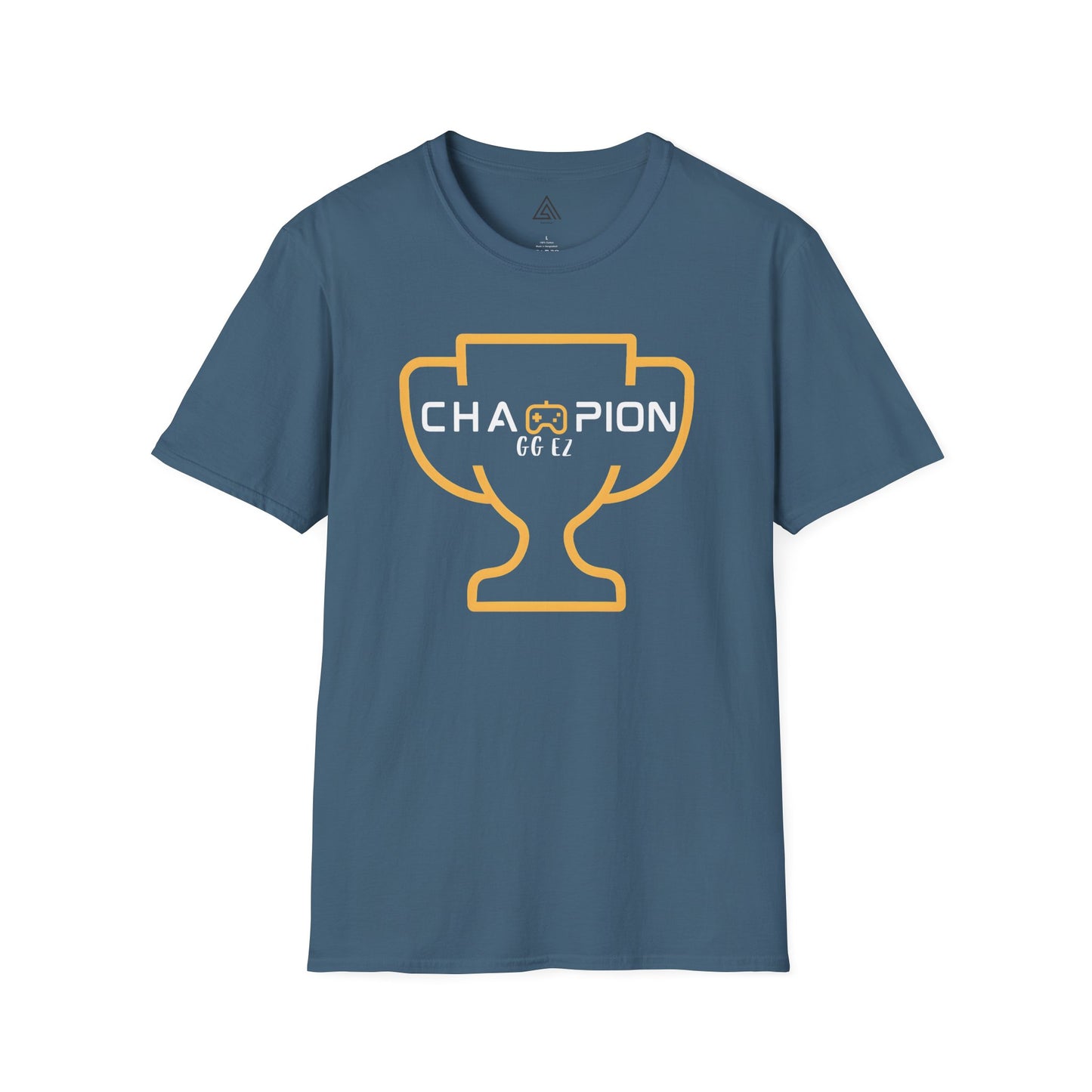 Gaming Champion T-Shirt with golden trophy design and GG EZ text