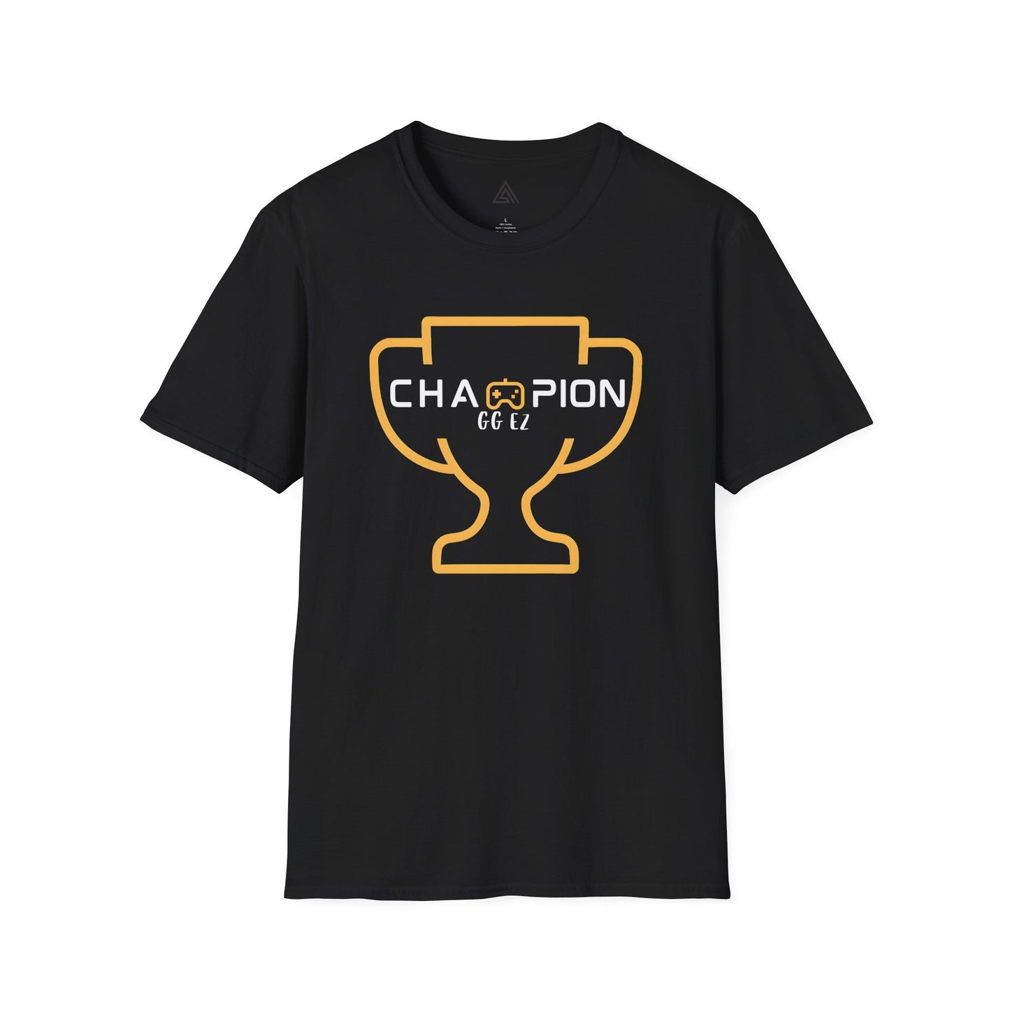 Gaming Champion T-Shirt with golden trophy design and GG EZ text