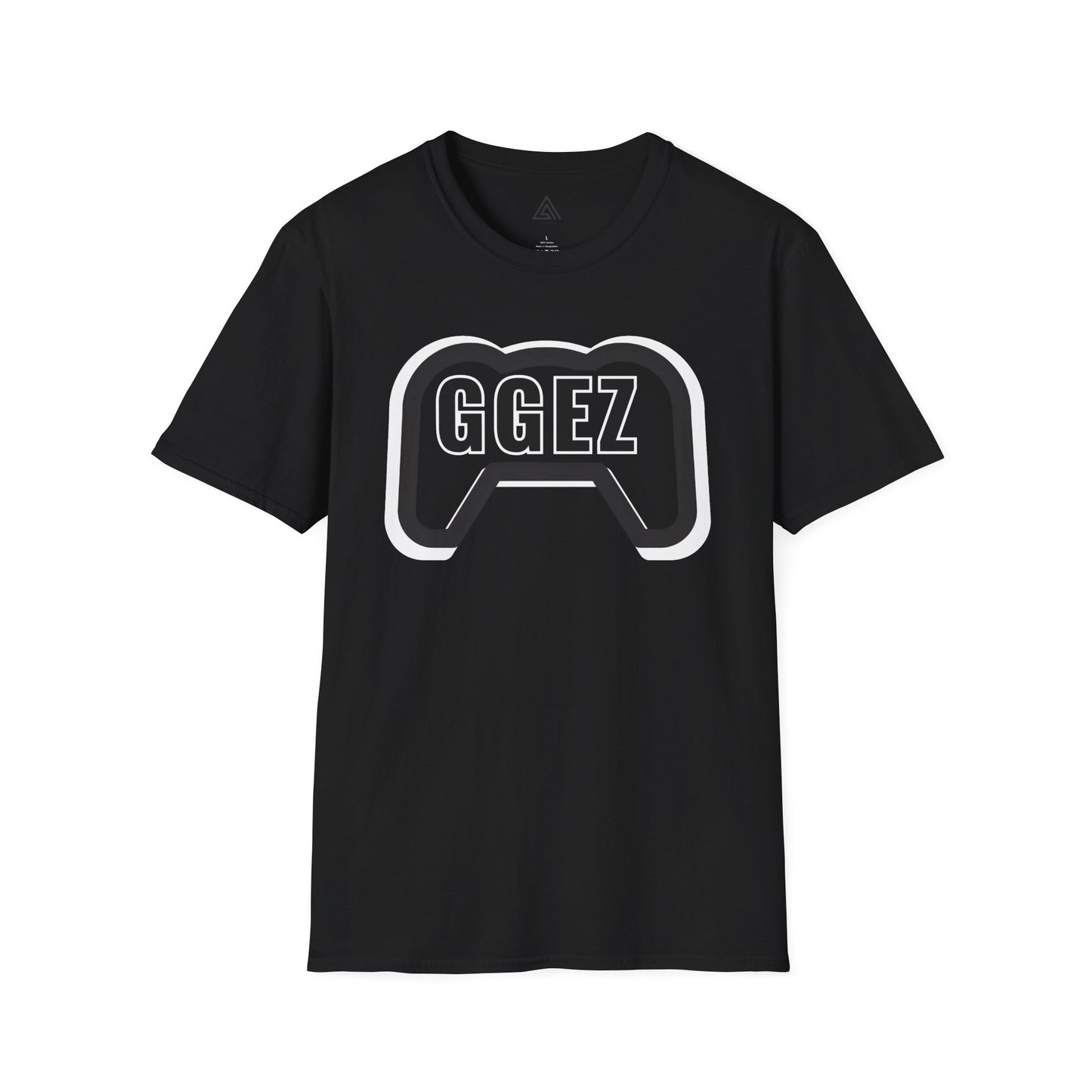 GGEZ gaming t-shirt with black and white controller design for gamers
