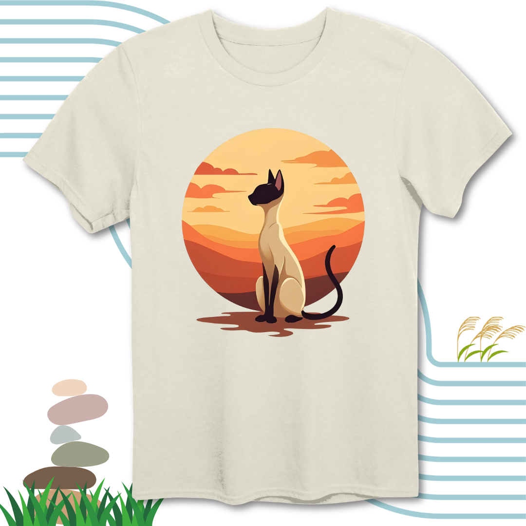 Siamese Cat Sunset Silhouette T-Shirt