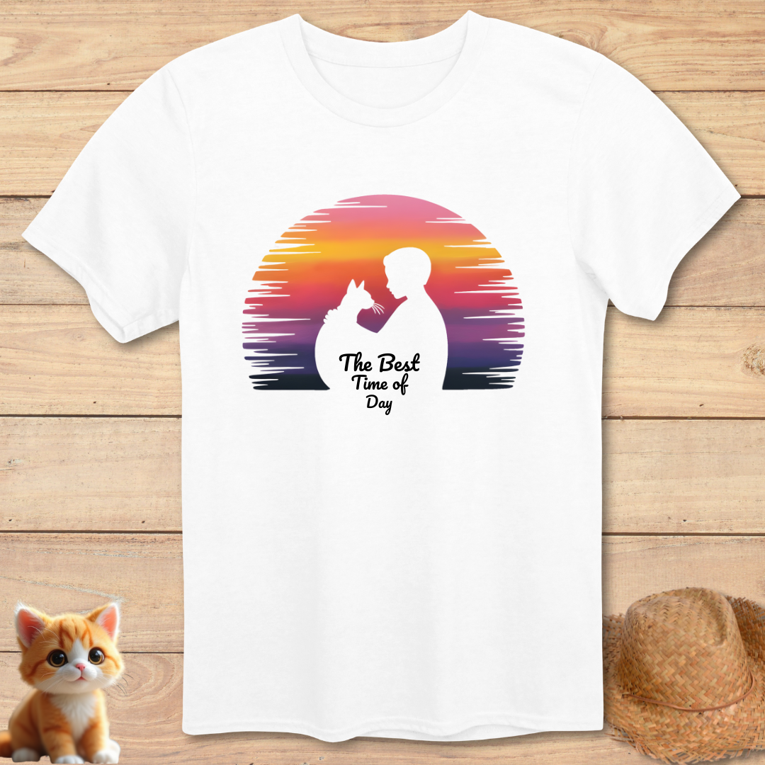 Sunset Silhouette Cat Hugs T-Shirt