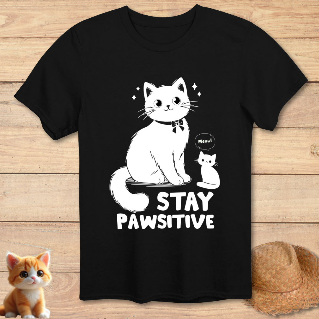 STAY PAWSITIVE Cat T-Shirt