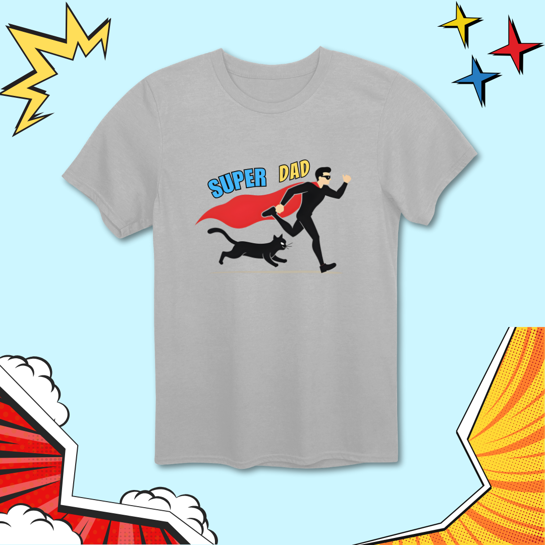 Superhero Dad & Cat Sidekick T-Shirt