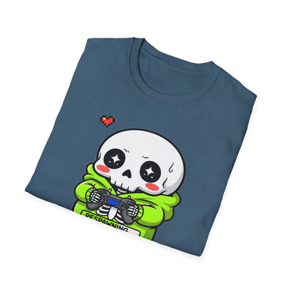 Funny Skeleton Gamer T-Shirt | Respawning Loading Bar Gaming Tee