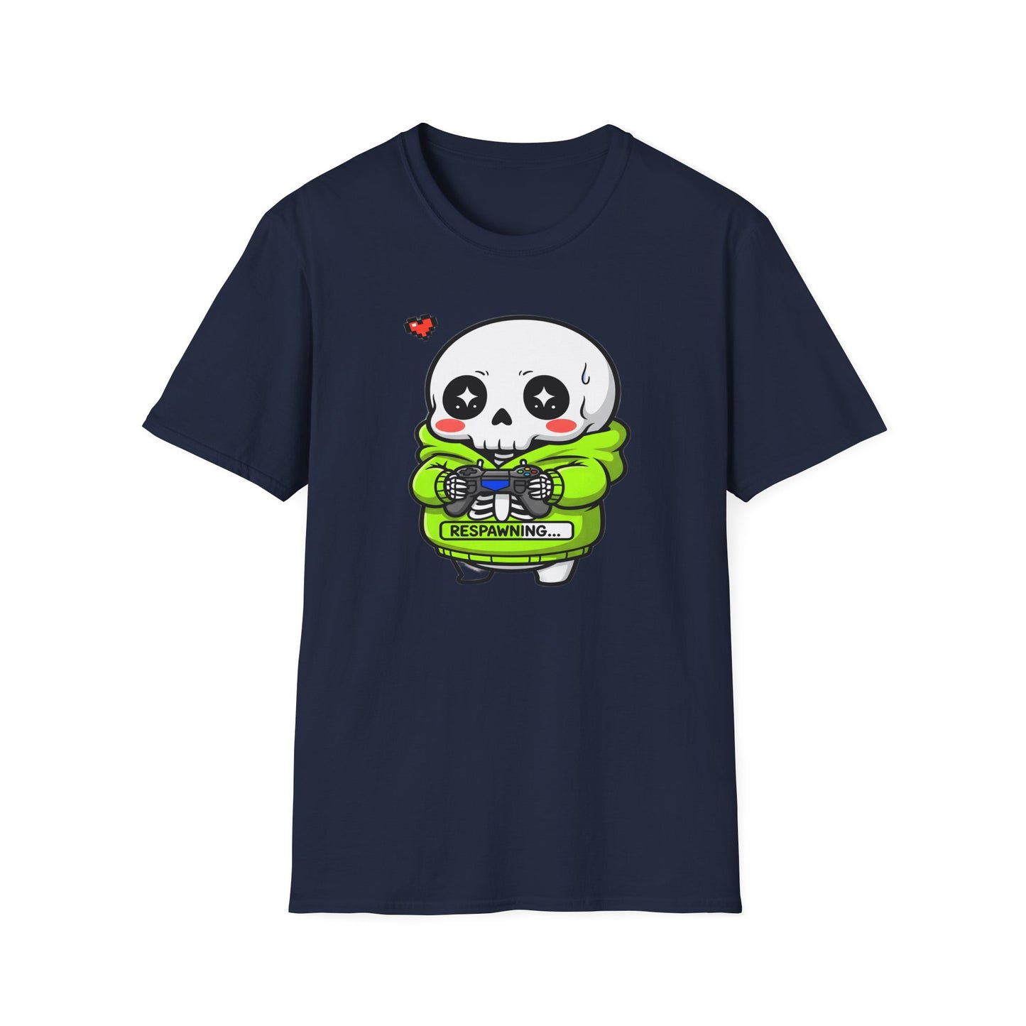 Funny Skeleton Gamer T-Shirt | Respawning Loading Bar Gaming Tee