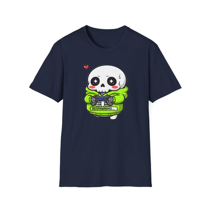 Funny Skeleton Gamer T-Shirt | Respawning Loading Bar Gaming Tee