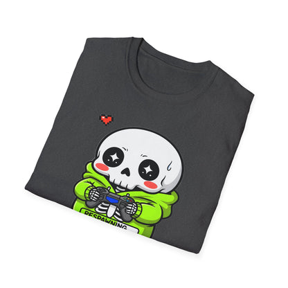 Funny Skeleton Gamer T-Shirt | Respawning Loading Bar Gaming Tee