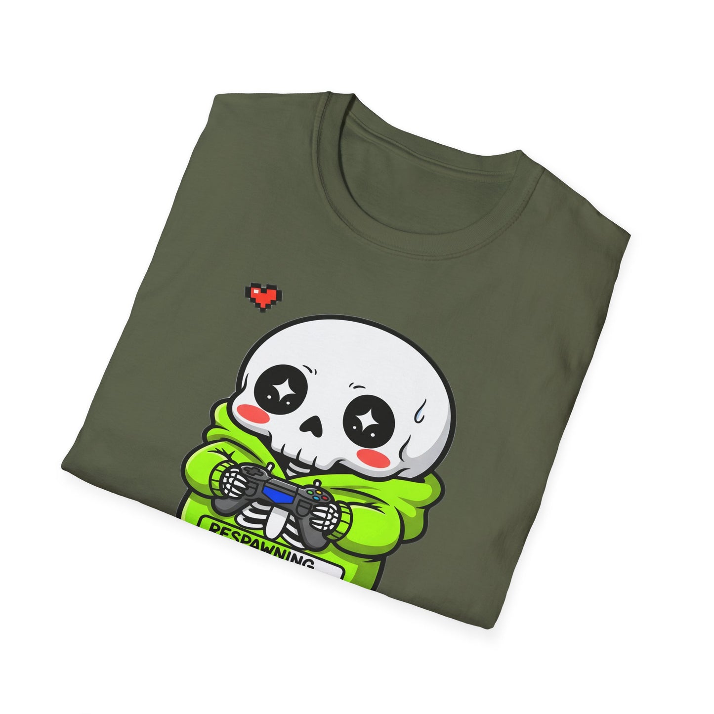 Funny Skeleton Gamer T-Shirt | Respawning Loading Bar Gaming Tee