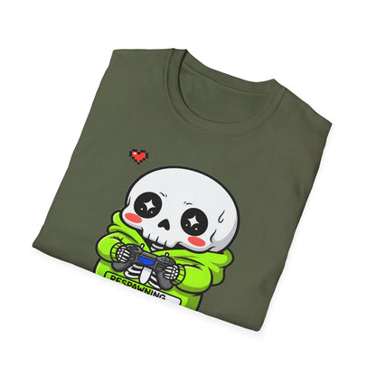 Funny Skeleton Gamer T-Shirt | Respawning Loading Bar Gaming Tee