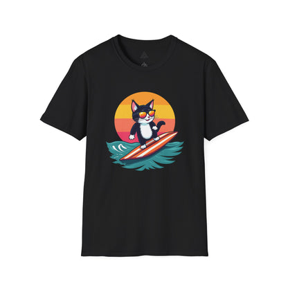 Sunset Surfing Cat T-Shirt