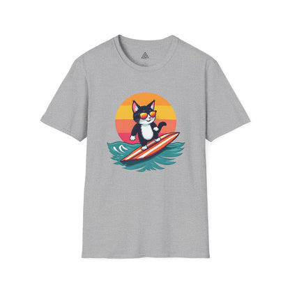 Sunset Surfing Cat T-Shirt
