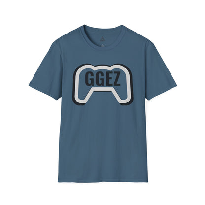GGEZ gaming t-shirt with black and white controller design for gamers