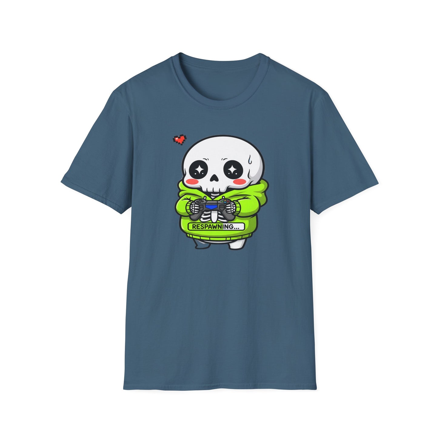 Funny Skeleton Gamer T-Shirt | Respawning Loading Bar Gaming Tee