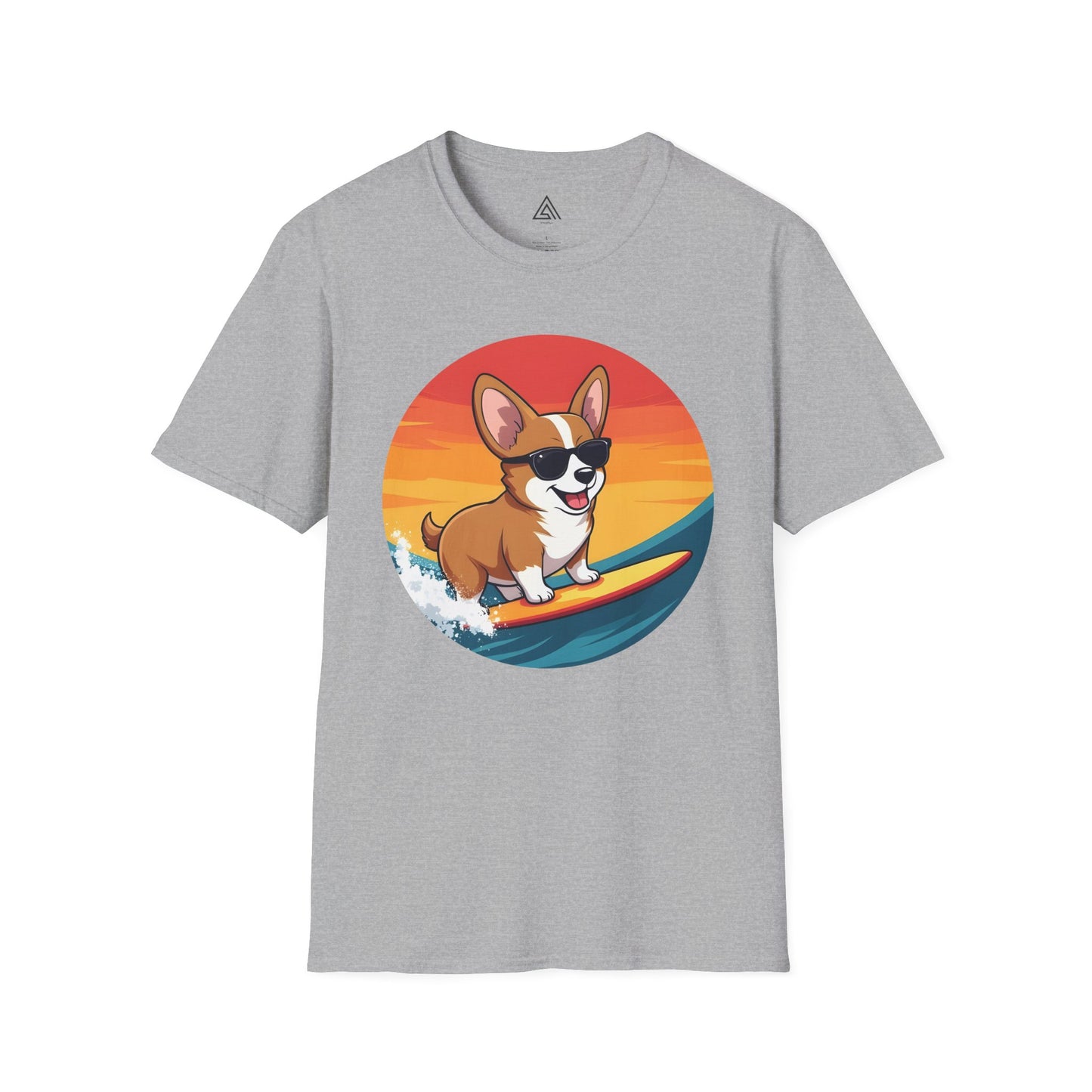 Sunset Surfing Corgi T-Shirt