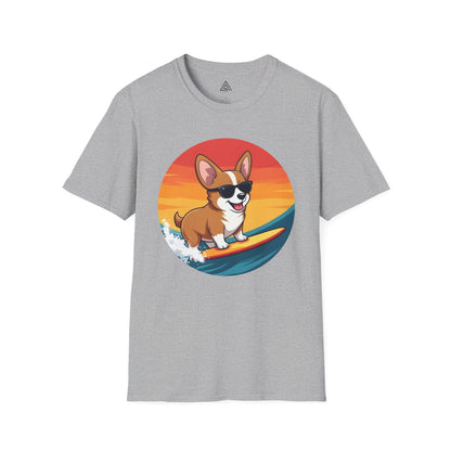 Sunset Surfing Corgi T-Shirt