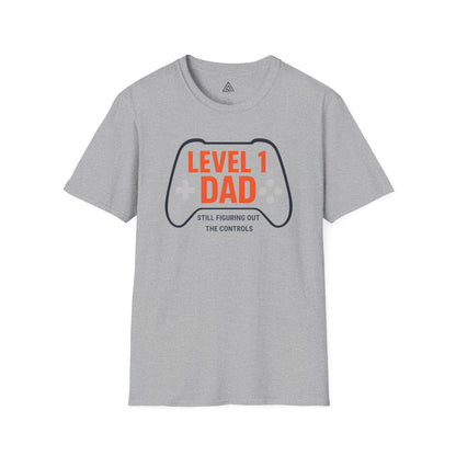 Level 1 Dad gaming controller tshirt design  retro gaming graphics. Gaming dad shirts, family gaming sets, other dad humor designs