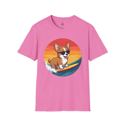 Sunset Surfing Corgi T-Shirt