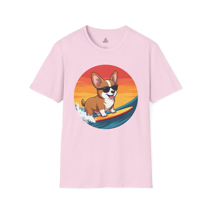 Sunset Surfing Corgi T-Shirt