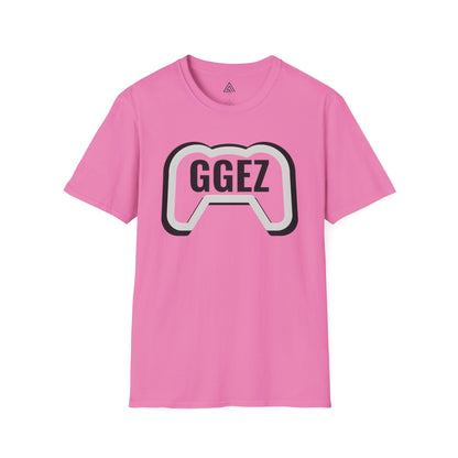 GGEZ gaming t-shirt with black and white controller design for gamers