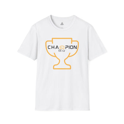 Gaming Champion T-Shirt with golden trophy design and GG EZ text