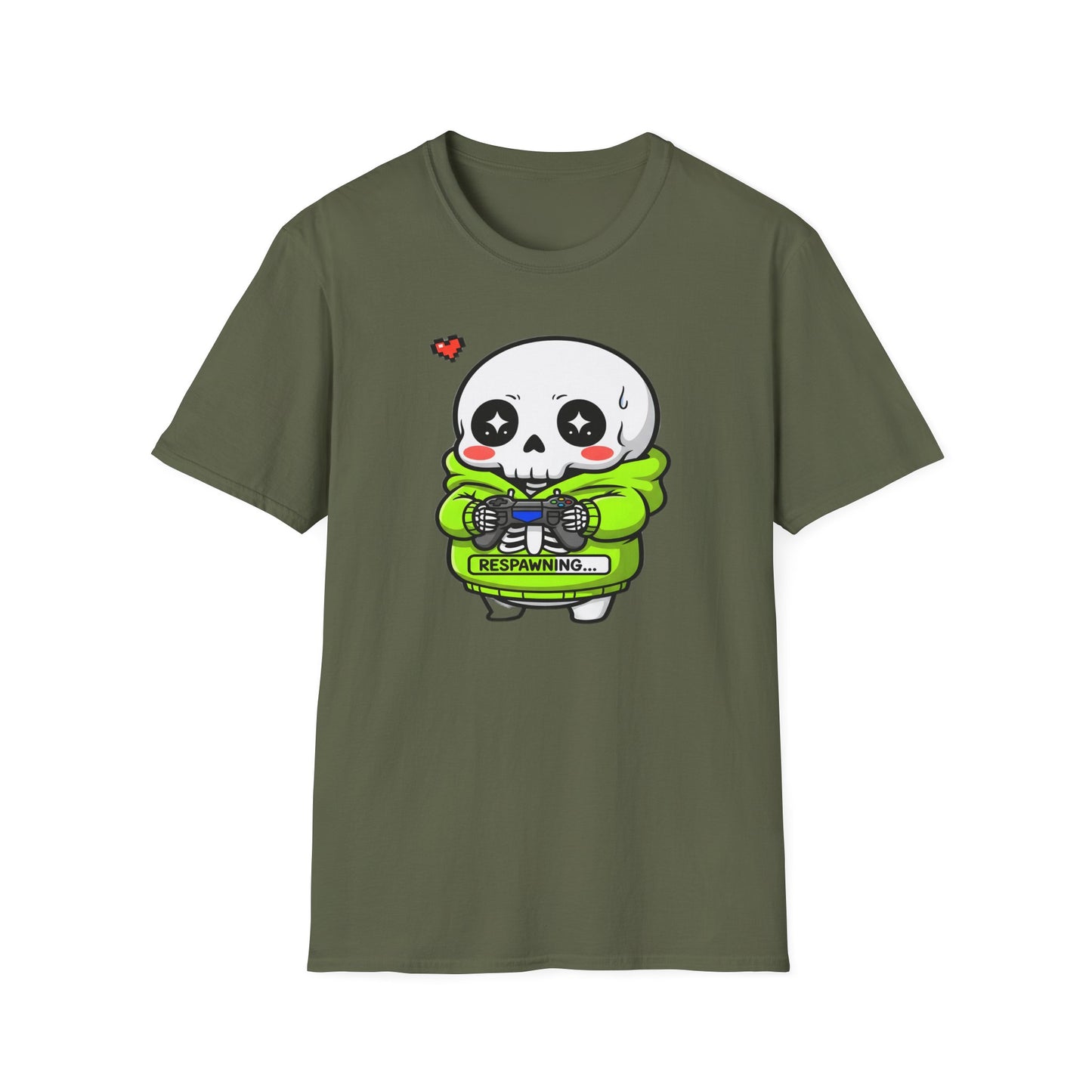 Funny Skeleton Gamer T-Shirt | Respawning Loading Bar Gaming Tee