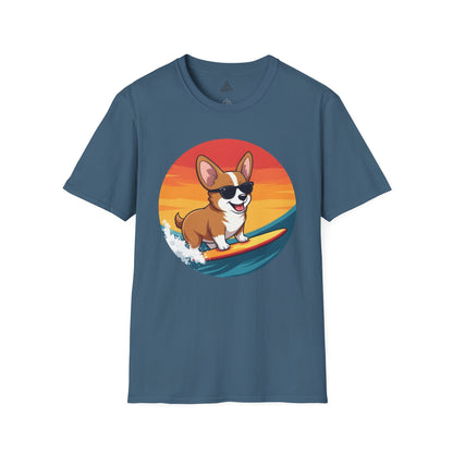 Sunset Surfing Corgi T-Shirt