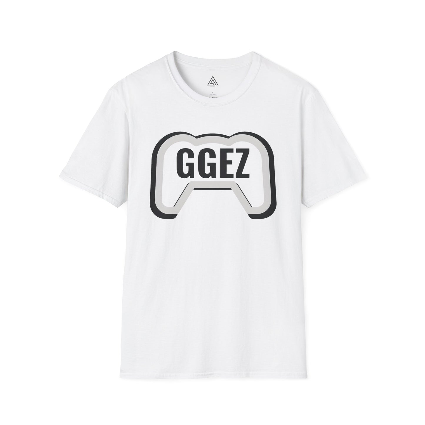 GGEZ gaming t-shirt with black and white controller design for gamers