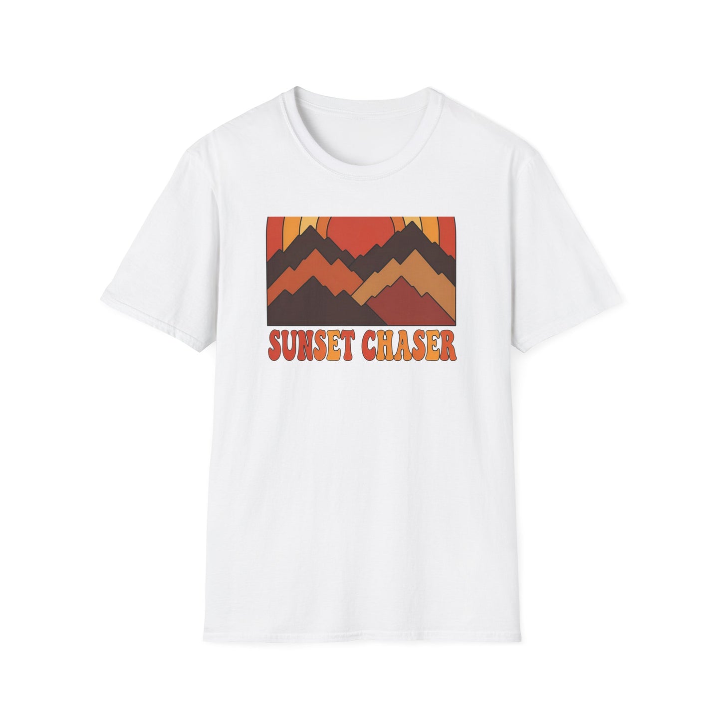 Retro Sunset Chaser Mountain Graphic Tee | Vintage Outdoor Hiking T-Shirt