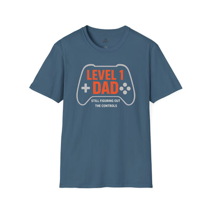 Level 1 Dad gaming controller tshirt design  retro gaming graphics. Gaming dad shirts, family gaming sets, other dad humor designs