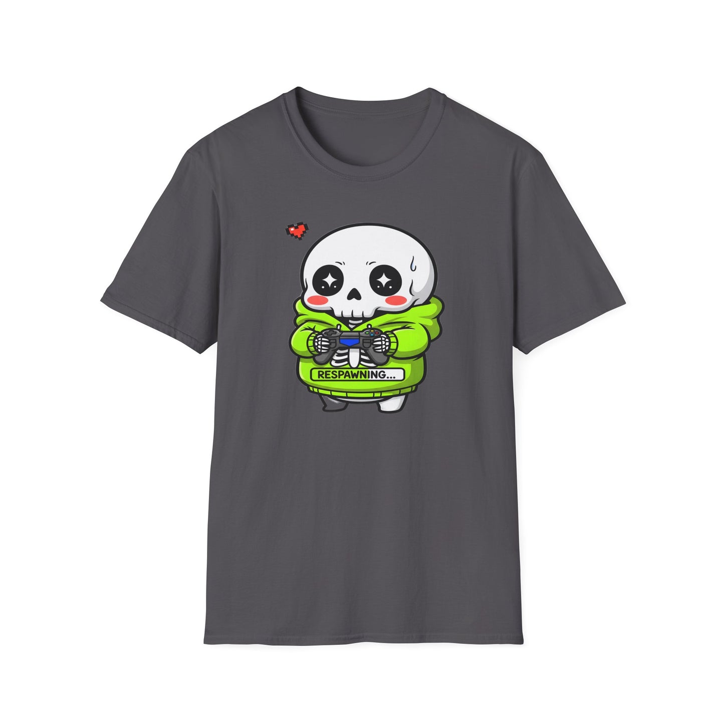 Funny Skeleton Gamer T-Shirt | Respawning Loading Bar Gaming Tee
