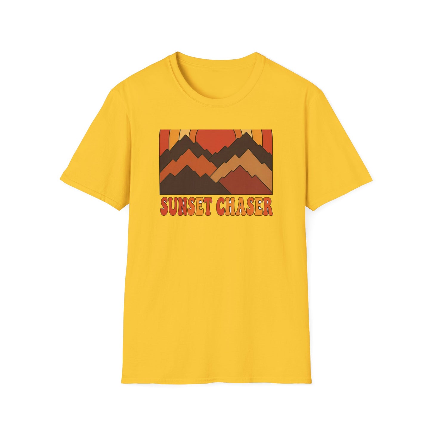 Retro Sunset Chaser Mountain Graphic Tee | Vintage Outdoor Hiking T-Shirt
