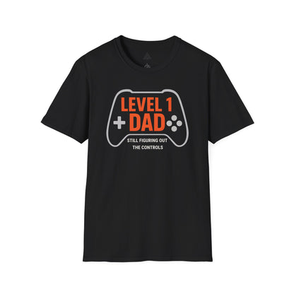 Level 1 Dad gaming controller tshirt design  retro gaming graphics. Gaming dad shirts, family gaming sets, other dad humor designs