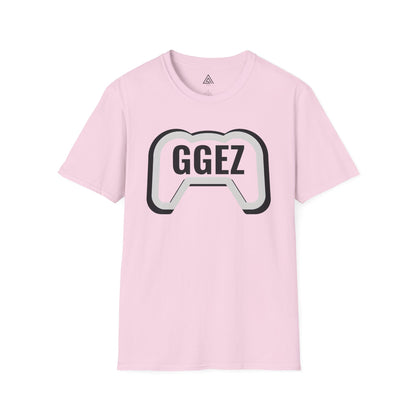 GGEZ gaming t-shirt with black and white controller design for gamers