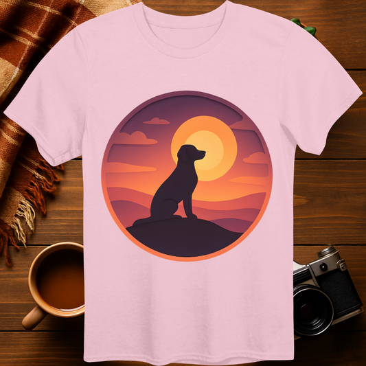 Retro Sunset Dog Silhouette