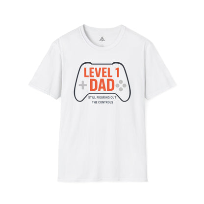 Level 1 Dad gaming controller tshirt design  retro gaming graphics. Gaming dad shirts, family gaming sets, other dad humor designs