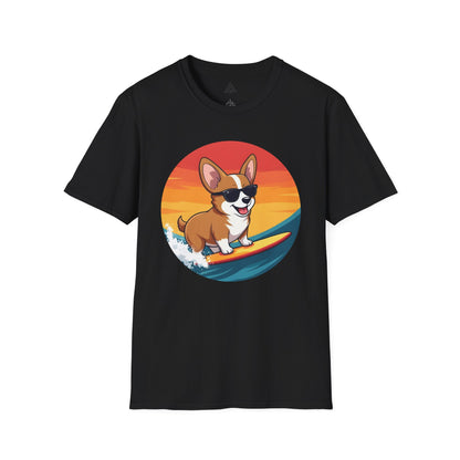 Sunset Surfing Corgi T-Shirt