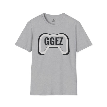 GGEZ gaming t-shirt with black and white controller design for gamers