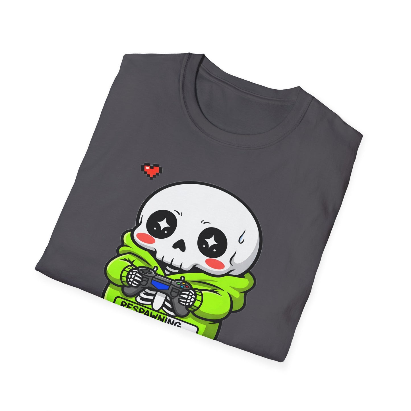 Funny Skeleton Gamer T-Shirt | Respawning Loading Bar Gaming Tee