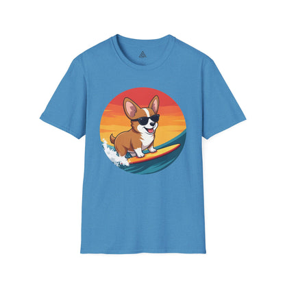 Sunset Surfing Corgi T-Shirt
