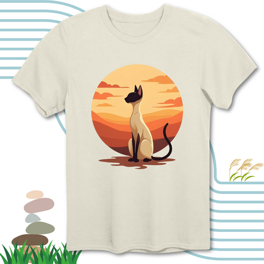 Siamese Cat Sunset Silhouette T-Shirt