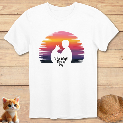 Sunset Silhouette Cat Hugs T-Shirt