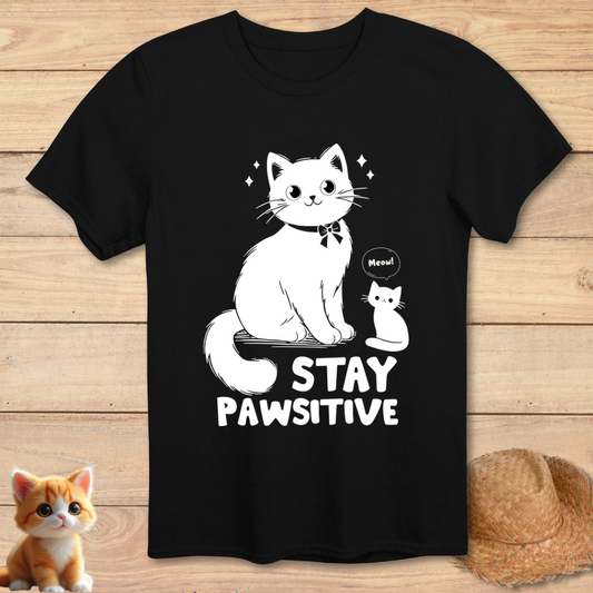 STAY PAWSITIVE Cat T-Shirt